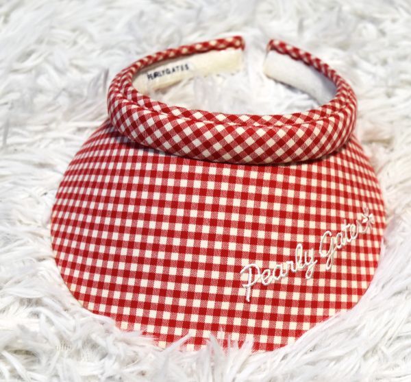 ★パーリーゲイツ★PEARLY GATES★バイザー サンバイザー キャップ ギンガムチェックの赤白拍卖