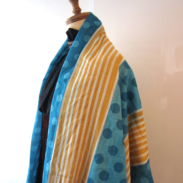 美品 ドット ストライプ 大型ストール拍卖
