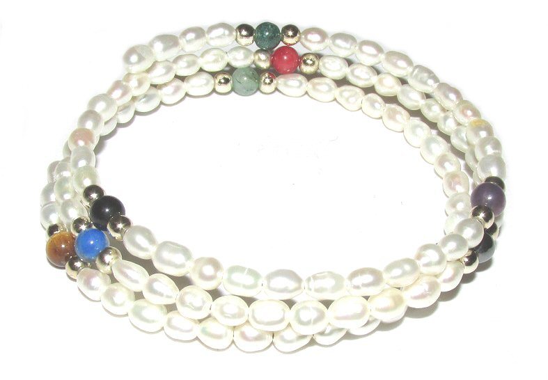 赤珊瑚×ラピス×ガーネット他天然石×淡水本真珠★バングル拍卖