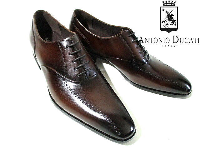 日本製■ 新品 安い! 即決 ANTONIO DUCATI アントニオデュカティ スワール メダリオン 革靴 レザーシューズ 27cm ダークブラウン拍卖
