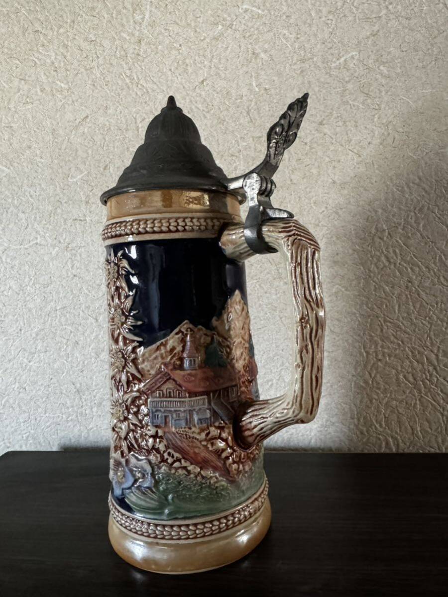 GERZ ゲルツ 蓋付き 陶器製 ビアマグ ビールジョッキ ビアジョッキ ドイツ製 ヴィンテージ 高さ23cm BEER拍卖