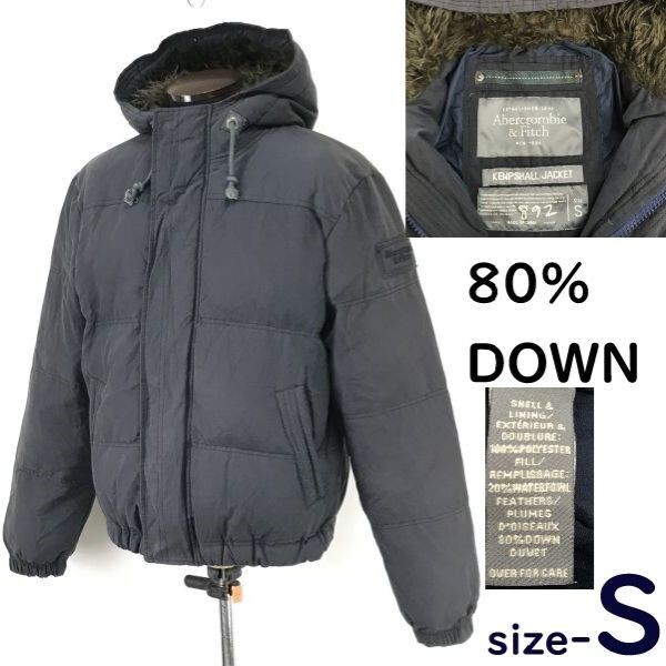 アバクロ/Abercrombie&Fitch★80%/肉厚ダウンジャケット【メンズS/チャコールグレー】892/KEMPSHALL JACKET/Jumper◆pBH747拍卖