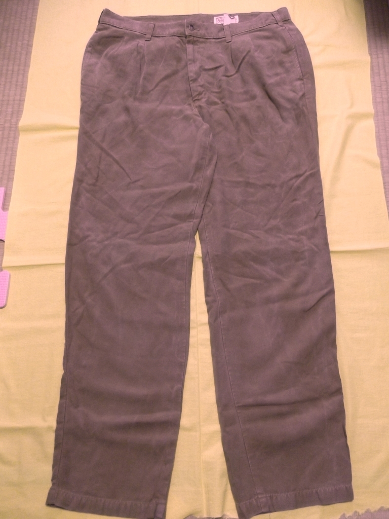 ●美品 CHEROKEE チェロキー チノパン スラックス ツータック ベージュ 100cm パンツ コットン 綿パン ウォッシュ拍卖