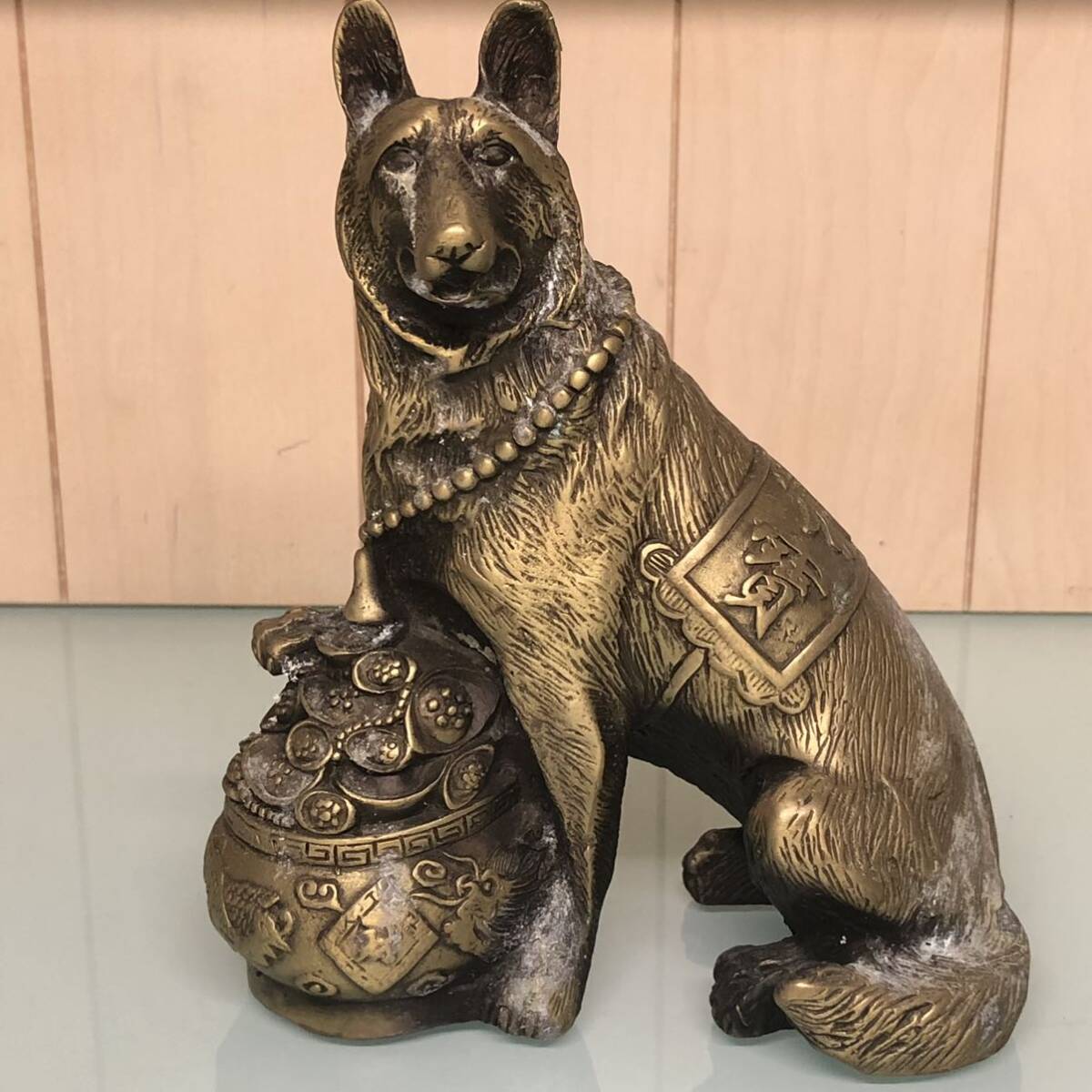 時代物 福犬ちゃん 福寶 純銅製 財運へ インテリア 飾り 重量約1053g拍卖