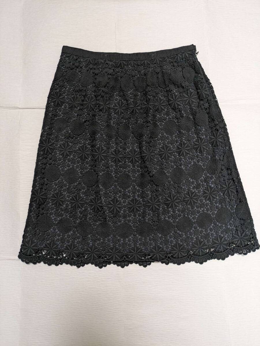 ★アマカ★ 総レース地スカート ブラック 40 ウエスト部分グログランテープ Lサイズ拍卖