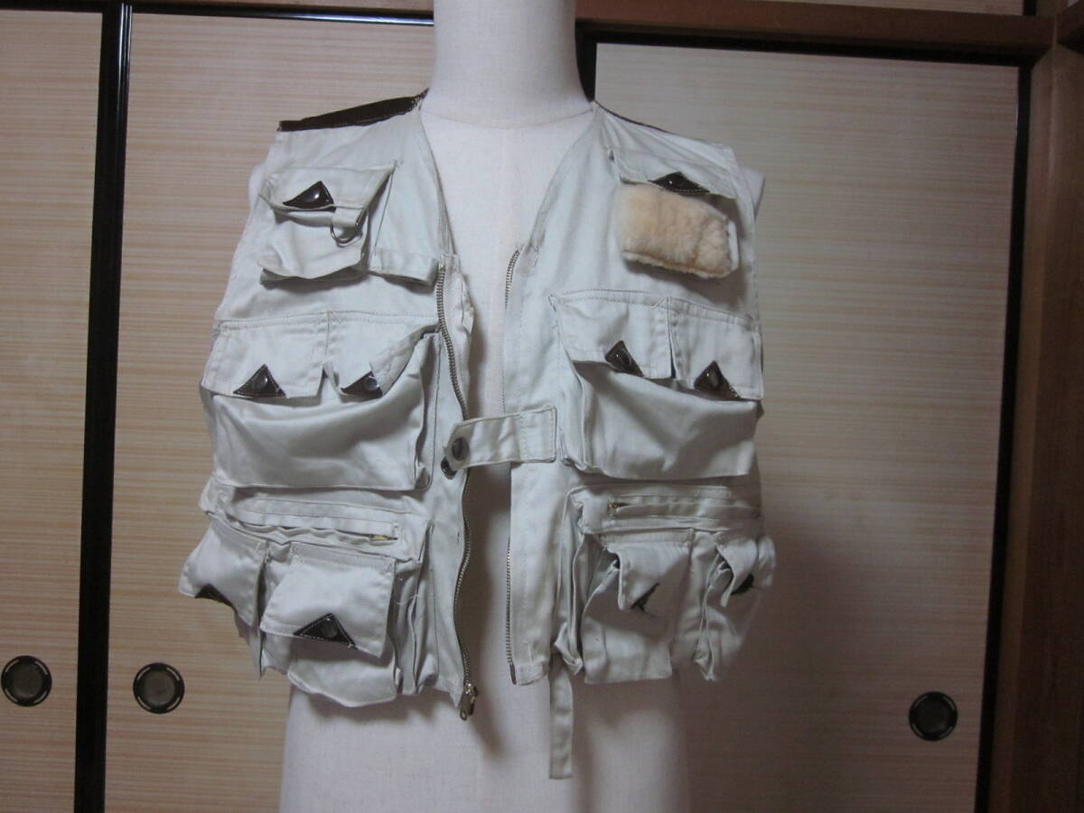 ☆☆☆【 10/27・大幅値下げ 】ヴィンテージ品/年代不明:Kmart ケーマート:フィッシングスタイルベスト:部分革仕様:サイズ M:送料無料拍卖