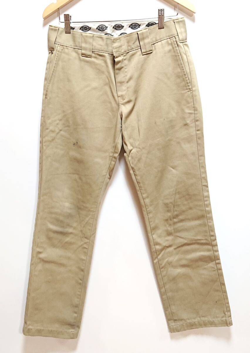 H8113gg Dickies(ディッキーズ) サイズ30(M位) チノパン ベージュ 系 メンズ パンツ ロゴ ウェスト76 古着 おしゃれ 着回し カジュアル拍卖