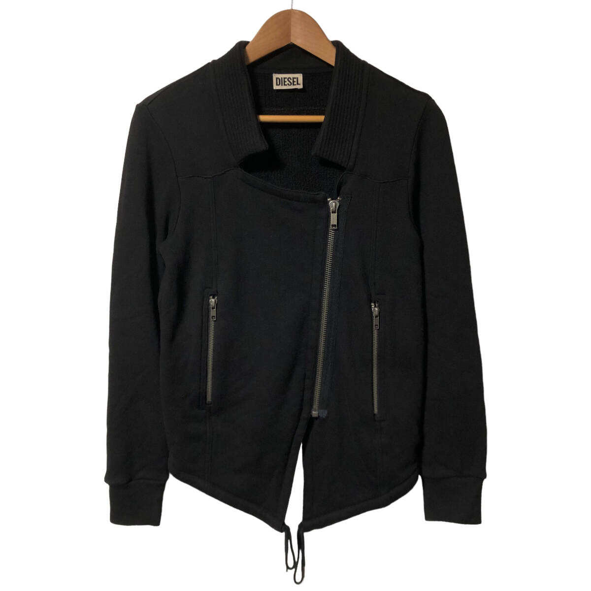 DIESEL ディーゼル ライダース風 スウェット ジャケット XS 黒 ダブル ジップアップ レディース A21拍卖