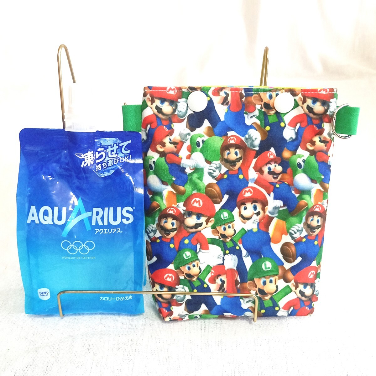 手作り☆保冷保温パウチ飲料ケース☆300g対応☆スーパーマリオ☆ルイージ&ヨッシー拍卖