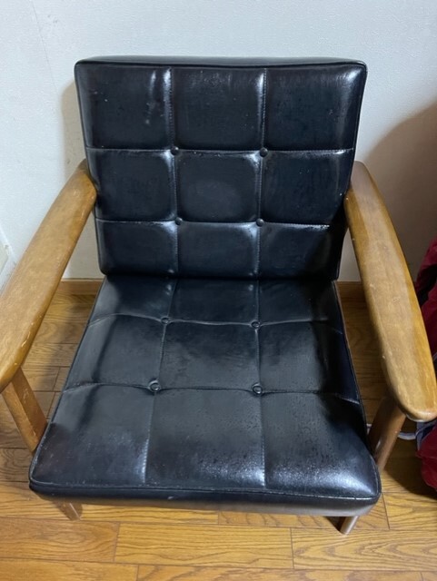 オールド カリモク Kチェア 1シーター ブラック ビンテージ 昭和レトロ 1人掛けソファ karimoku OLD ワンシーター 椅子 イス拍卖