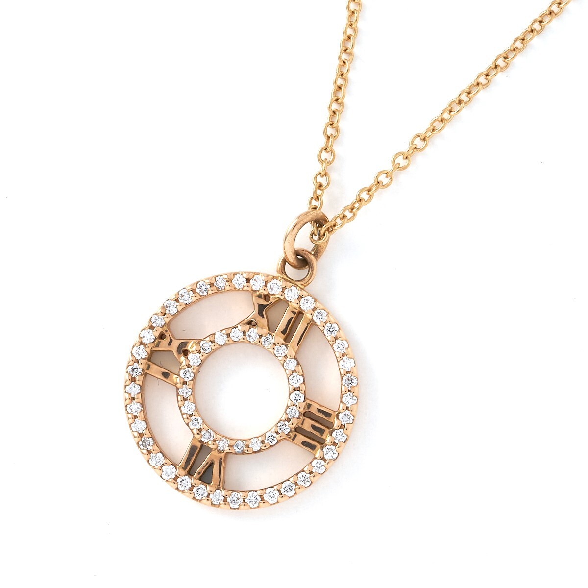 TIFFANY&Co. ティファニー アトラス オープンド サークル ペンダント ネックレス K18 ダイヤモンド ゴールド ジュエリー アクセサリー拍卖