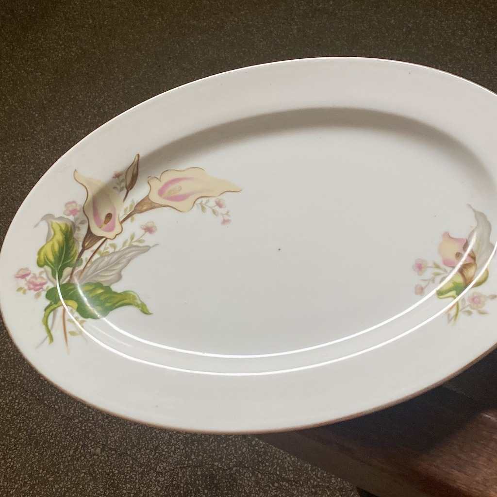 ◆台湾レトロ◆大同磁器◆楕円形皿 オーバルプレート カラー 花◆台湾食器◆ヴィンテージof235100.拍卖