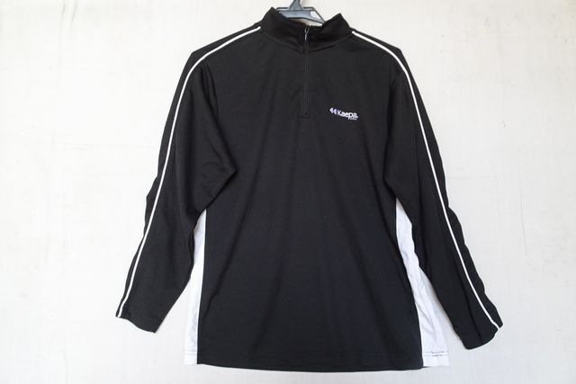 Kaepa/ケイパ/KP-53113J/長袖プルオーバー/速乾性素材/ハーフジップ/白パイピングライン/スポーツ/黒/ブラック/Mサイズ(5/2R)拍卖