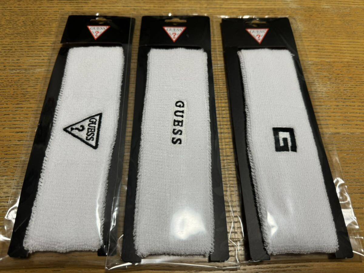 GUESS ゲス ヘアバンド ホワイト デザイン違い3個セット拍卖