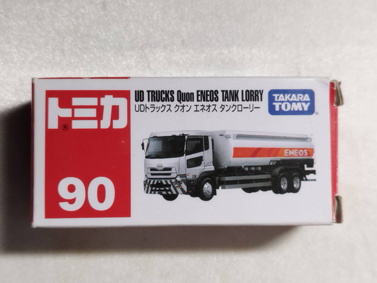 中古品 トミカ UDトラックス クオン エネオス タンクローリー(アイボリー×グレー×オレンジ/赤箱) No.90拍卖