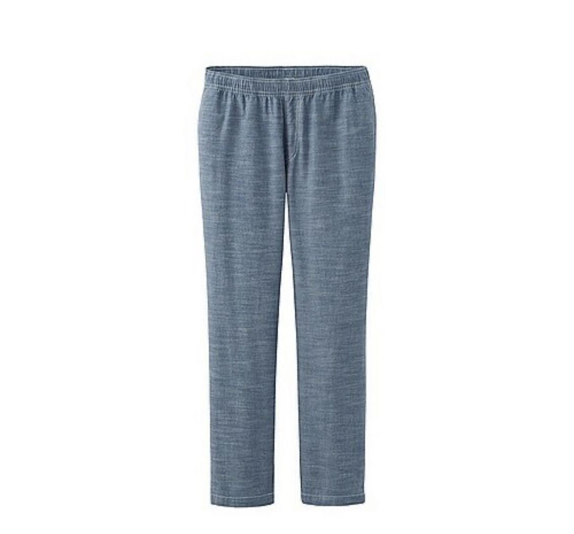 ★新品★ユニクロUNIQLOシャンブレーパンツ部屋着ルームウェアMサイズ青ブルー ダンガリー メンズ レディース ユニセックス ボトム拍卖