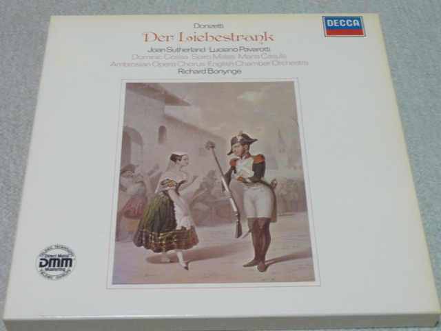 ドニゼッティ「愛の妙薬」 全曲2LP ボニング指揮 パバロッティ サザーランド 独DECCA 美品拍卖