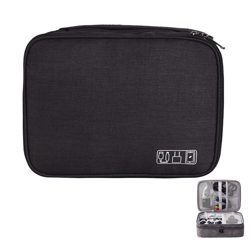 ガジェットポーチ 収納ボックス 収納バッグ 家庭用収納 トラベル 大容量 小物入れ 放水 整理整頓 コンパクト ブラック拍卖