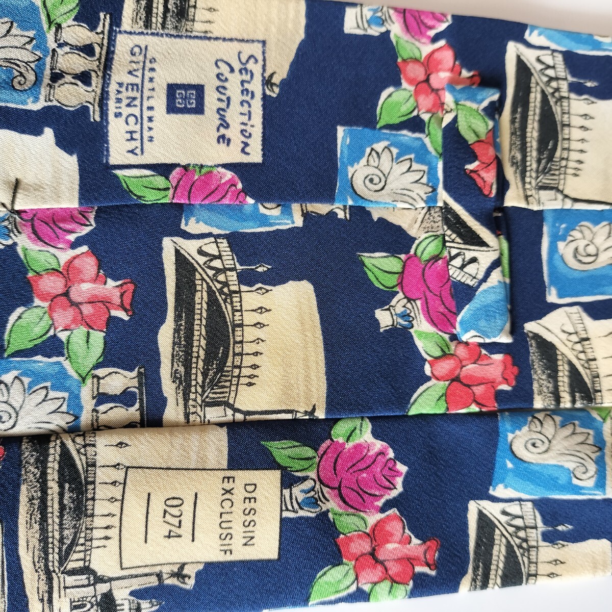 ジバンシィ (GIVENCHY)ジバンシー紺橋花咲くネクタイ拍卖