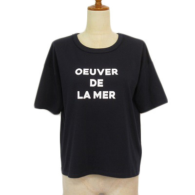 コムサイズム COMME CA ISM プリントロゴTシャツ 9 紺 ネイビー レディース拍卖