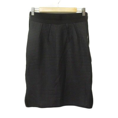 ランバン LANVIN COLLECTION スカート タイト エンボス スリット ナイロン 40 黒 ブラック レディース拍卖