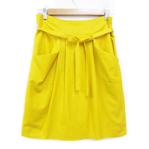 ガリャルダガランテ GALLARDAGALANTE フレアスカート ひざ丈 リボン付き 無地 F 黄色 イエロー /FF38 レディース拍卖