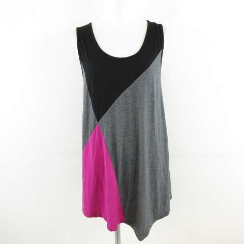 ボナジョルナータ BUONA GIORNATA タンクトップ チュニック 黒 グレー F *A175 レディース拍卖