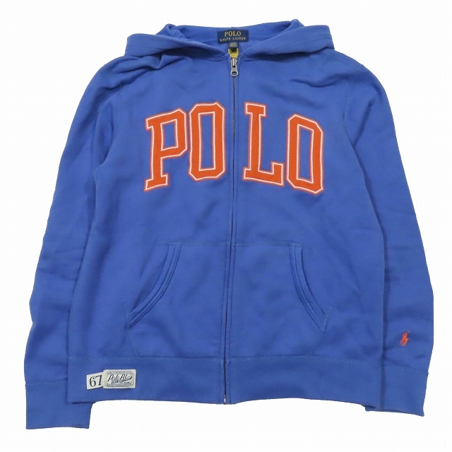 ポロ ラルフローレン POLO RALPH LAUREN 子供服 スウェット パーカー ジップアップ 裏起毛 L 青系/1▲B4 キッズ レディース拍卖