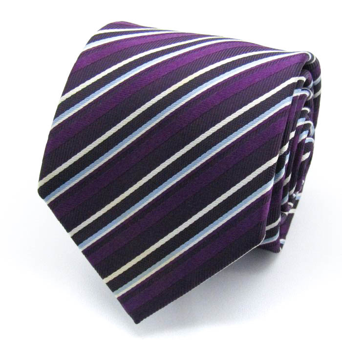 シンプルフレーズクラバット ブランド ネクタイ ストライプ柄 シルク混 PO メンズ パープル SIMPLE PHRASE CRAVAT拍卖