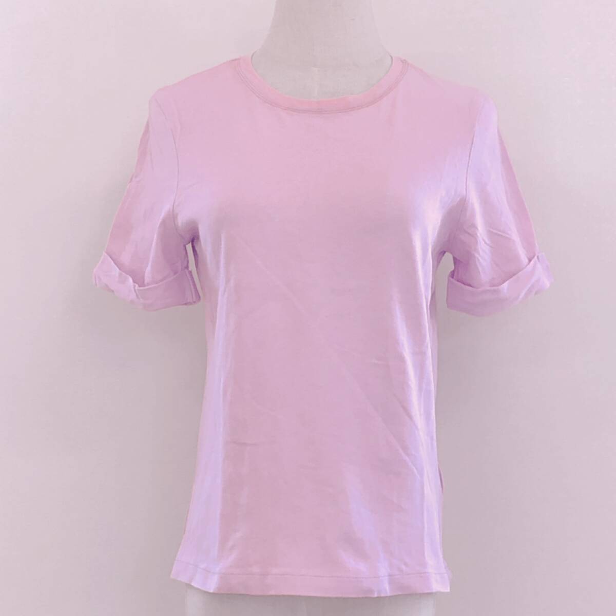 Y1181 TOMMY HILFIGER レディース トップス Tシャツ 半袖 薄手 伸縮性 丸首 サイズXS ピンク 桃 綿100% シンプル かわいい カジュアル 夏 拍卖