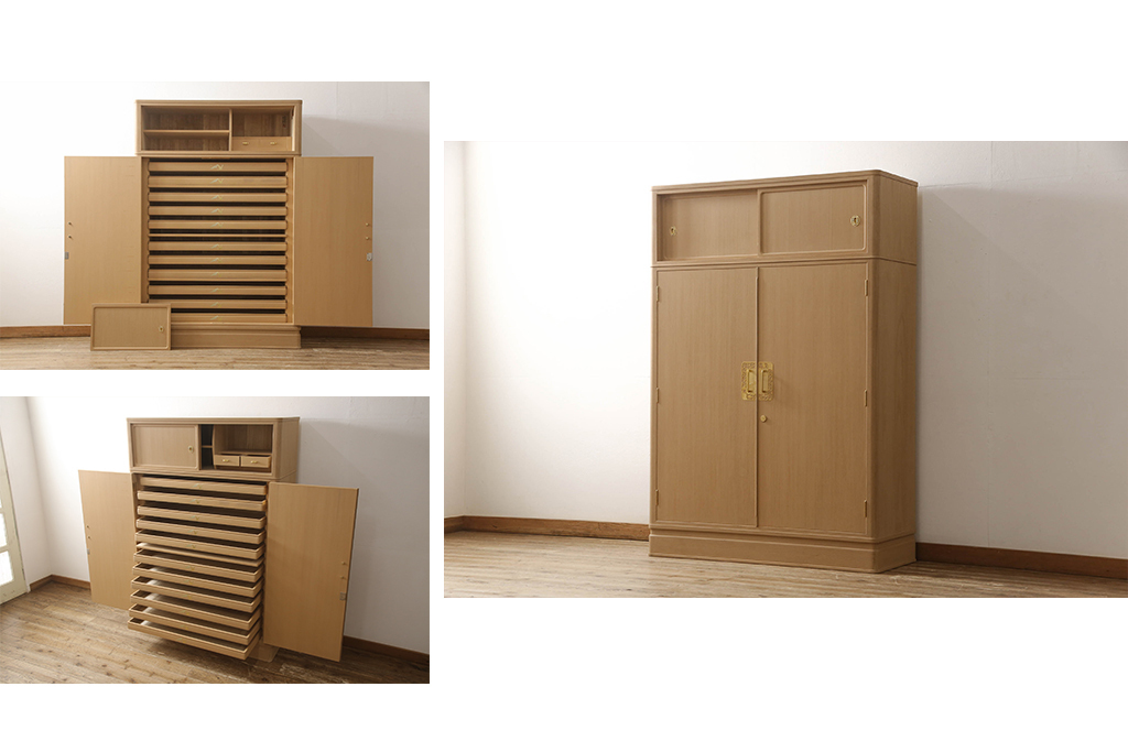 R-058734 中古 美品 伝統工芸士 中田静夫 紀州総桐箪笥(定価約180万円)(胴丸、桐たんす、着物箪笥、和タンス、引き出し)拍卖