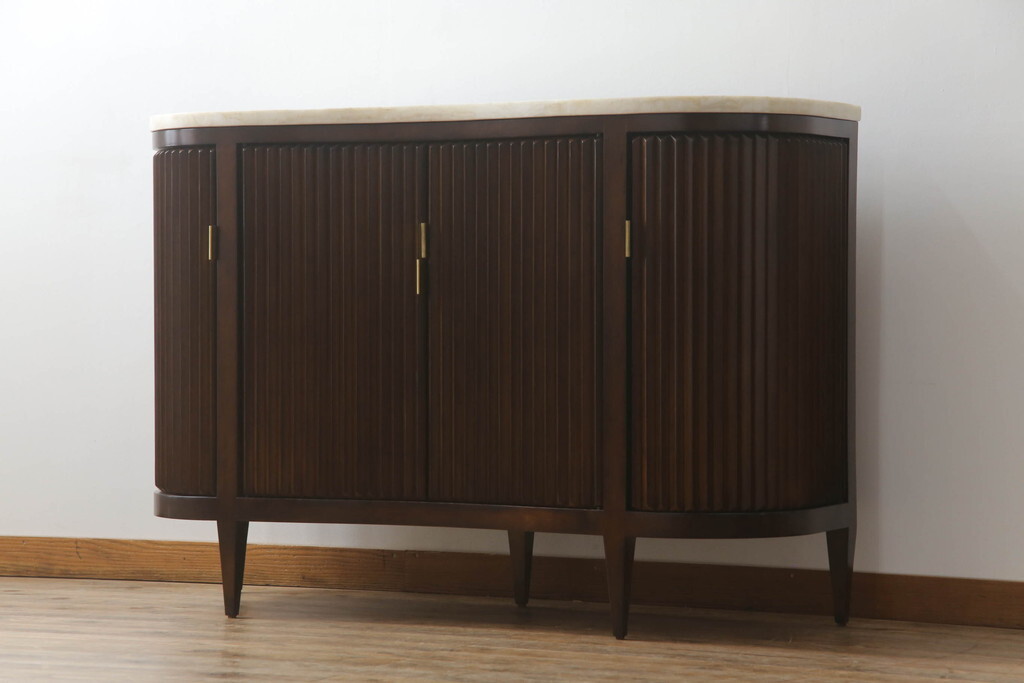 R-055673 中古 超美品 アメリカ最高級家具 センチュリー社(CENTURY) 大理石風 シャッター風 サイドボード(キャビネット、戸棚、収納棚)拍卖