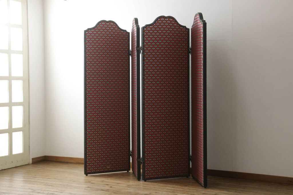 R-060938 中古 超美品 グッチ(GUCCI) フローラル&ビー(ハチ) 4パネルスクリーン(フローラルジャカード、ビージャガード、パーテーション)拍卖