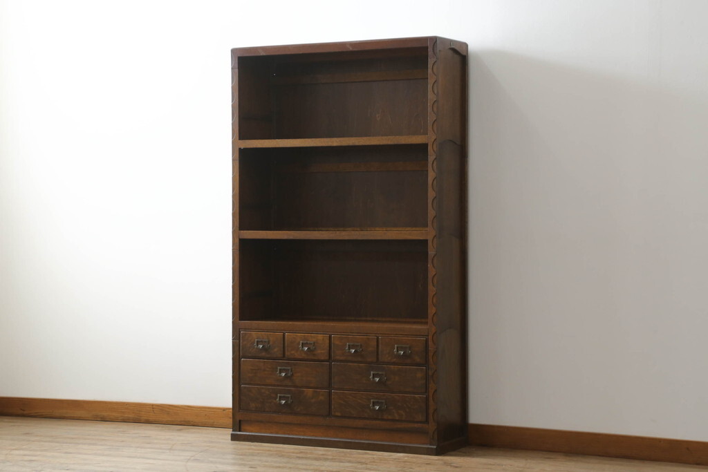 R-048518 和製アンティーク ヤマハ(山葉) レトロな佇まいが魅力的なナラ材製スタッキングブックシェルフ(棚、収納棚、引き出し)拍卖