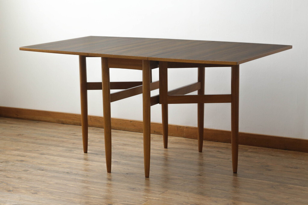 R-065140イギリスビンテージ トーラ材・チーク材 バタフライテーブル(ダイニングテーブル、食卓、エクステンション、作業台、ヴィンテージ)拍卖