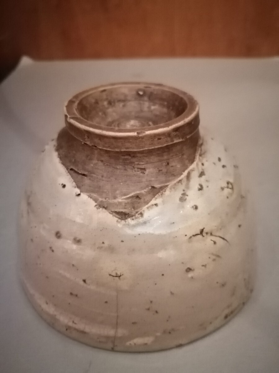 古楽山 呉器茶碗 江戸中期 島根 楽山焼 茶碗 茶道具 茶道 朝鮮 李朝 刷毛目 CW02i6拍卖