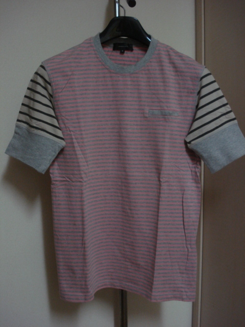 格安ヨーロッパ製廃版レアモデルかっこいい・STONEWOOD BRYCE・綺麗なボーダー切替仕上げ・高級半袖丸首リンガー系デザインTシャツ M拍卖