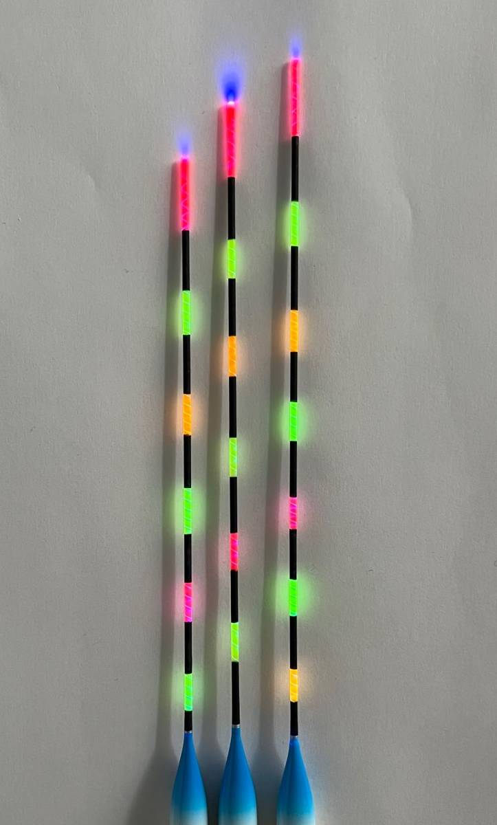 電気ウキ自作用 パーツ トップ 3色6点灯/7点灯 光ファイバー トップ全長約12/13/14cm 径1.5㎜ 3本セット拍卖