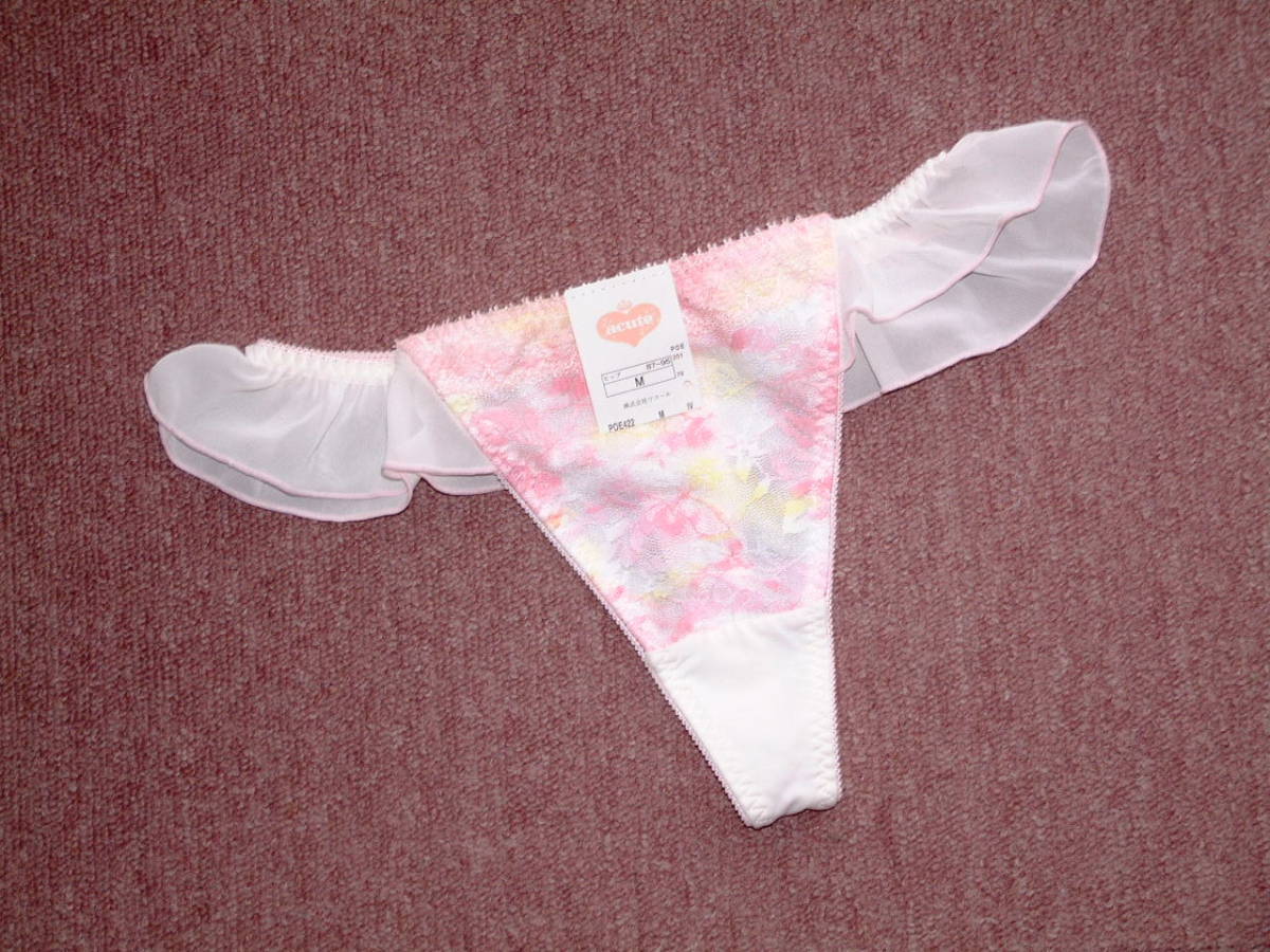 ★送料込み★ワコール ヒップサイドの薔薇の刺繍がとても可愛い Tバック ショーツ ソング Mサイズ 新品 POE422 IV acute アキュート拍卖