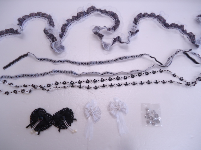 【KCM】□amb-856★未使用★手芸セット レース リボン ハート ボタン デコパーツ拍卖