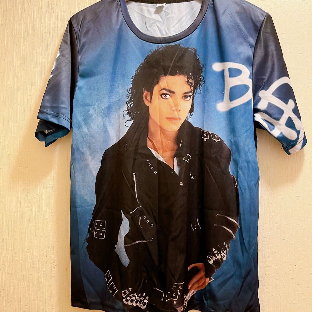 新品★ブルー★マイケルジャクソン★Tシャツ★ユニセックス★LロックTシャツ バンドTシャツ 拍卖