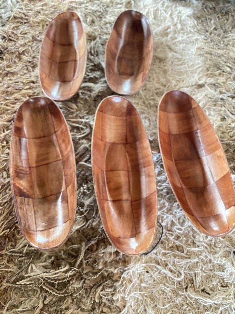 【送料無料】木製 小皿 おしぼり入れ 5個セット拍卖