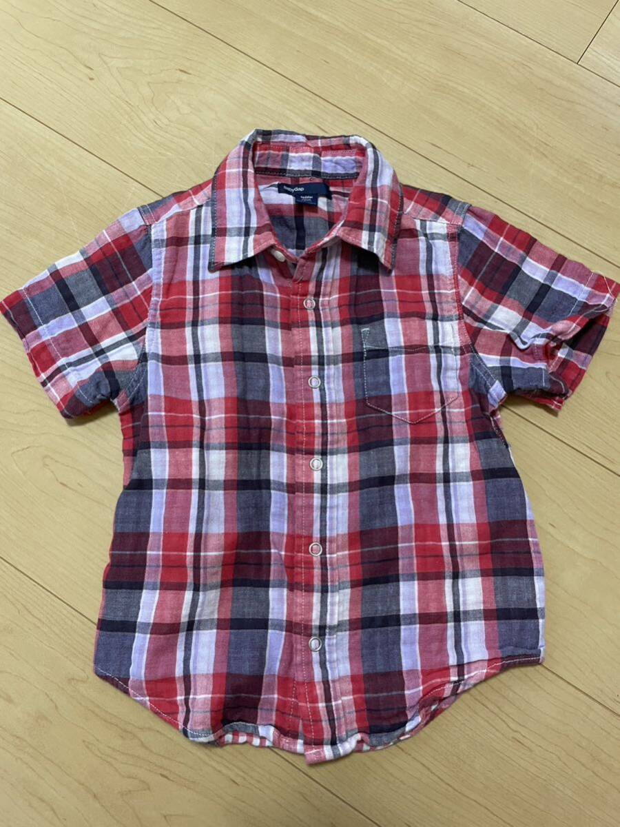 baby Gap 半袖 チェックシャツ 110サイズ レッド拍卖