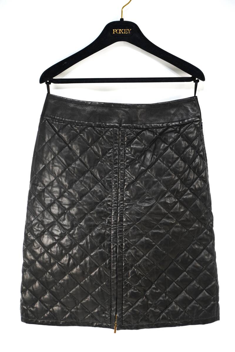 即決★ ラムレザー ダウン入り Aラインスカート(58cm丈)羊革 ラムレザーダウン レディース 黒 ブラック拍卖