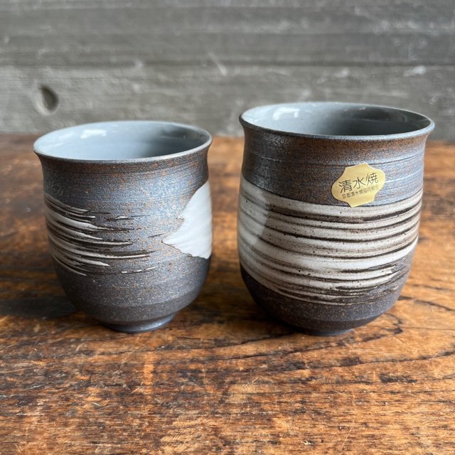 保管品 京都 清水焼 湯呑2客セット 夫婦湯呑 和食器 陶磁器 箱付き 直接引取り歓迎(横浜市) digjunkmarket拍卖