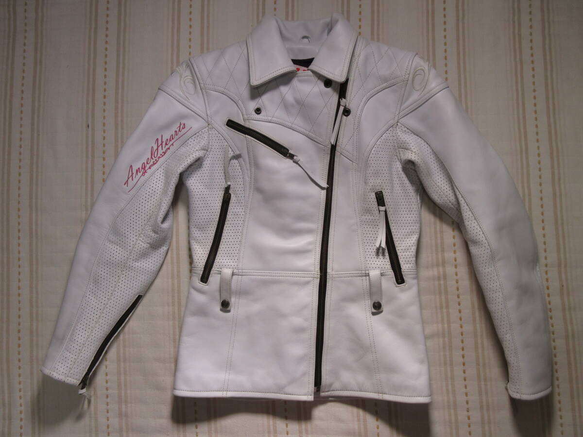 美品 本革 シンプソン SIMPSON レザージャケット 牛革 ホワイト 背中パットMサイズ 国内正規品 Angel Hearts エンジェルハーツ拍卖