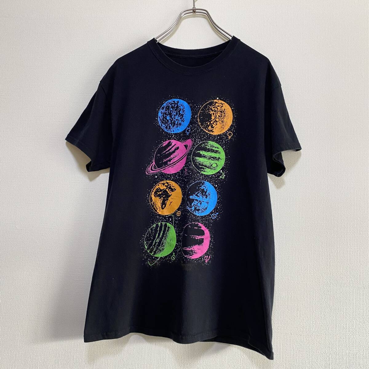 アメリカ古着 惑星 宇宙 半袖 Tシャツ プリント ブラック クルーネック US古着 【I271】拍卖