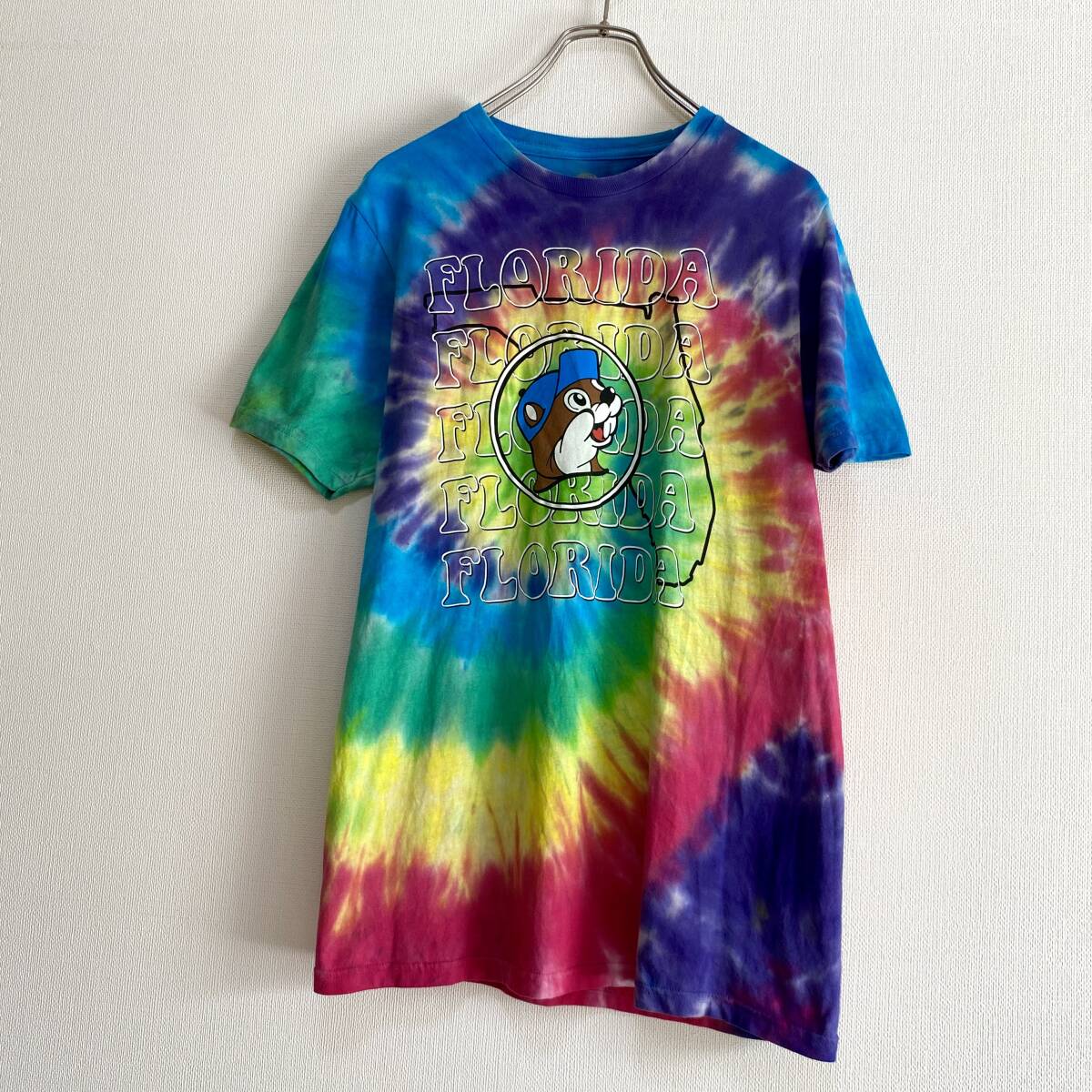 アメリカ古着 バッキーズ BUCCEES タイダイ 半袖 Tシャツ 企業ロゴ プリント Sサイズ コットン 【I306】拍卖