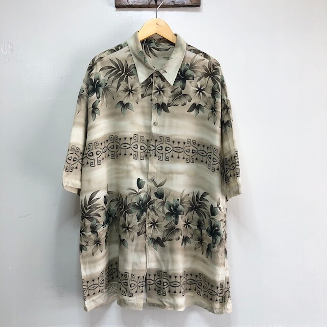 アメリカ古着 ヴィンテージ レーヨン アロハシャツ くすみカラー ハワイアンシャツ ビッグサイズ 総柄 【I424】拍卖