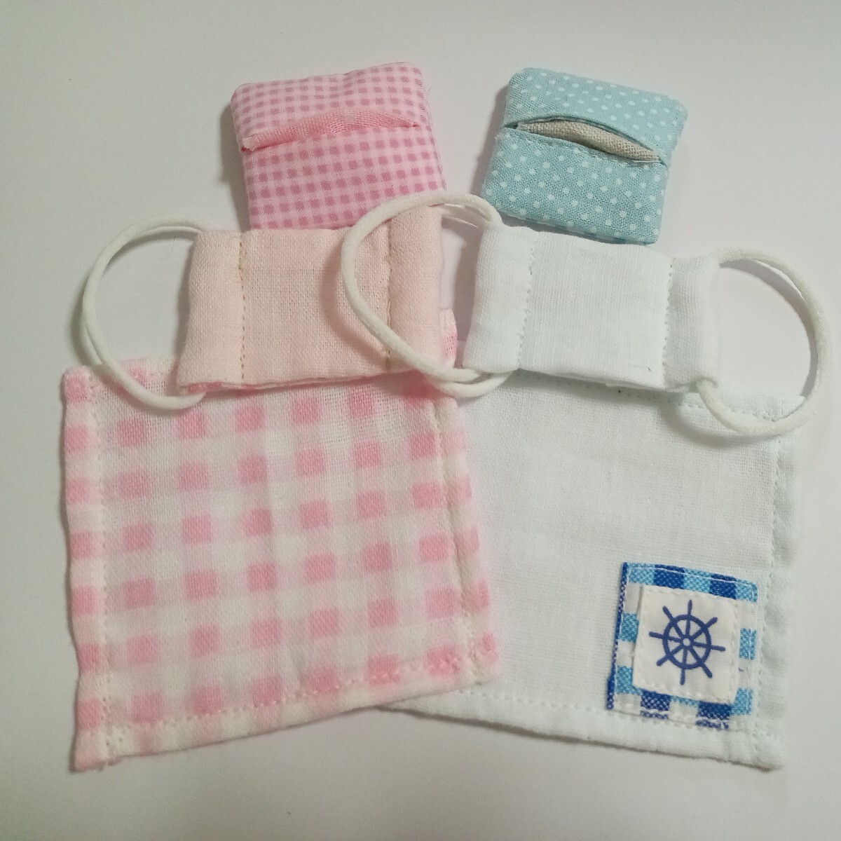 人形用 エチケットセット 6点 ハンドメイド★水色 ピンク メルちゃんやあおくん、ぬいぐるみ等に♪拍卖